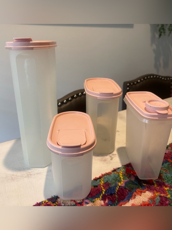 Tupperware Other - Tupperware Modular Mates Food Storage Canisters Set of 4 Pink Lids